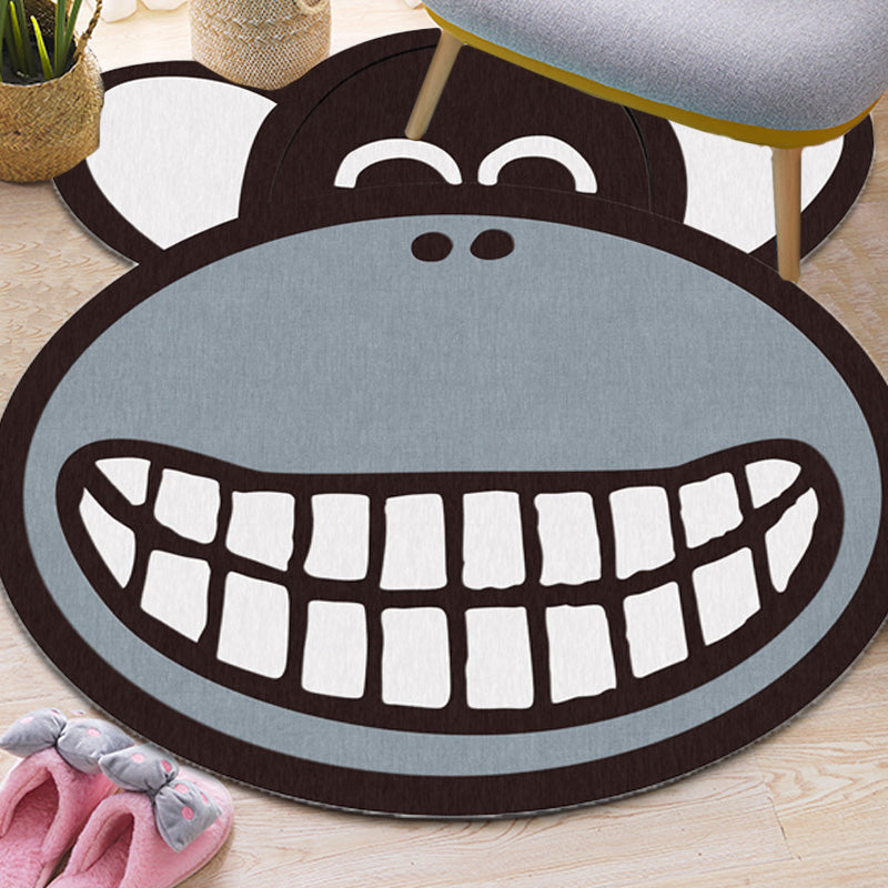 Sikunuo | Gray Monkey Pattern Rug Polyester Kids Rug Washable Non-Slip Pet-Friendly Rug for the Children's Room