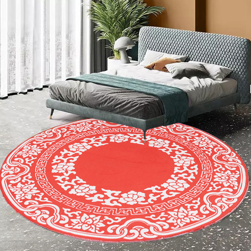 Sikunuo | Vintage Floral Pattern Carpet Blue and Black Polyester Carpet Washable Pet-Friendly Non-Slip Carpet for Living Room