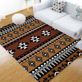 Sikunuo | Stamm Geometric Pattern Carpet Brown and Green Polyester Carpet Washable Pet Friendly Non-Slip Carpet for Living Room