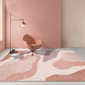 Sikunuo | Pink Color Block Area Rug Polyester Modern Rug Washable Non-slip Pet-friendly Area Rug for Living Room