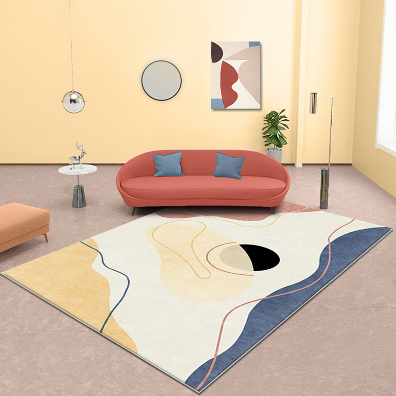 Sikunuo | Multicolor Abstract Rug Polyester Modern Rug Washable Non-Slip Pet-Friendly Rug for the Living Room