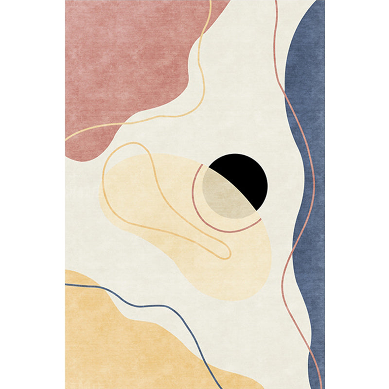 Sikunuo | Multicolor Abstract Rug Polyester Modern Rug Washable Non-Slip Pet-Friendly Rug for the Living Room