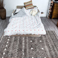 Sikunuo | White and black bohemian carpet Polyester striped pattern carpet pet-friendly washable non-slip backing carpet for decoration