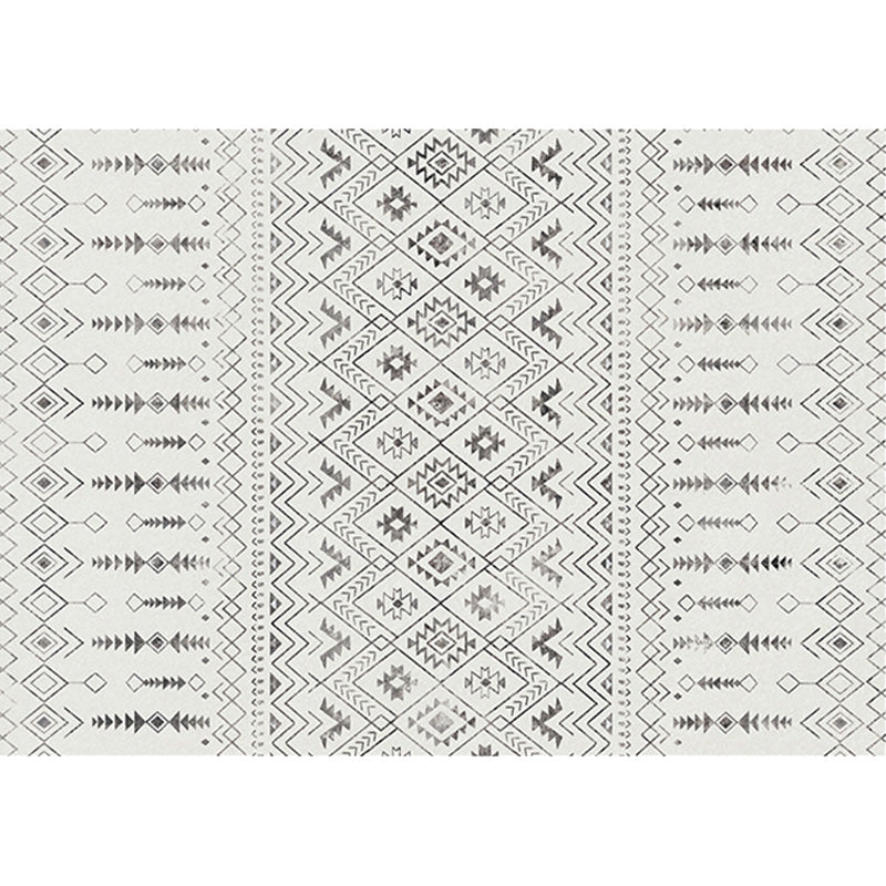 Sikunuo | White and black bohemian carpet Polyester striped pattern carpet pet-friendly washable non-slip backing carpet for decoration