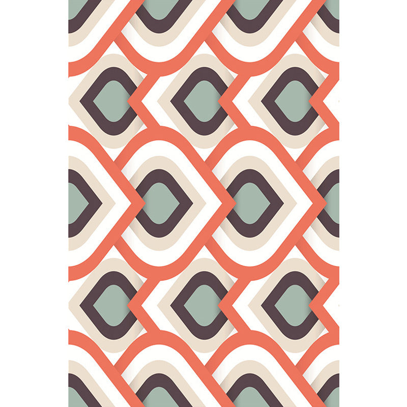 Sikunuo | Moroccan geometric pattern rug in orange and brown, polyester rug, washable, pet-friendly, non-slip, area rug for the living room