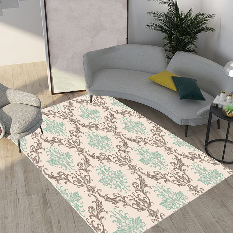 Sikunuo | Moroccan geometric pattern rug in orange and brown, polyester rug, washable, pet-friendly, non-slip, area rug for the living room