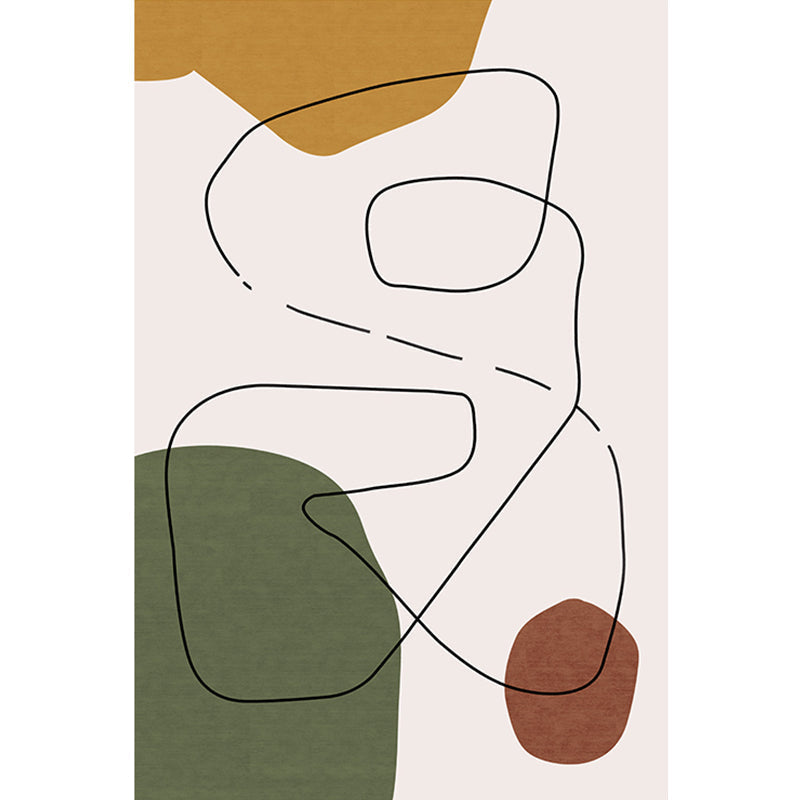 Sikunuo | Contemporary Abstract Carpet Brown and Green Polyester Carpet Non-Slip Back Washable Pet Friendly Carpet for Home
