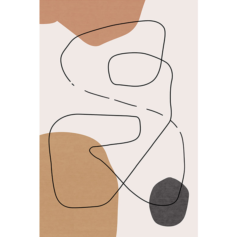 Sikunuo | Contemporary Abstract Carpet Brown and Green Polyester Carpet Non-Slip Back Washable Pet Friendly Carpet for Home