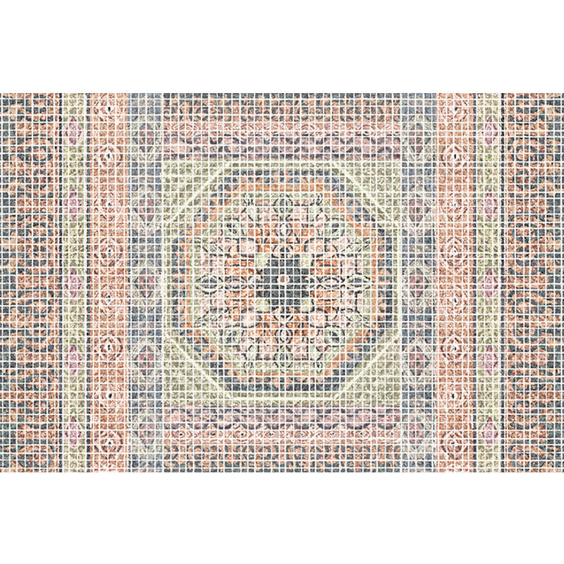 Sikunuo | Bohemian striped patterned rug with flowers Multicolored Polyester rug Machine washable non-slip back rug for living room