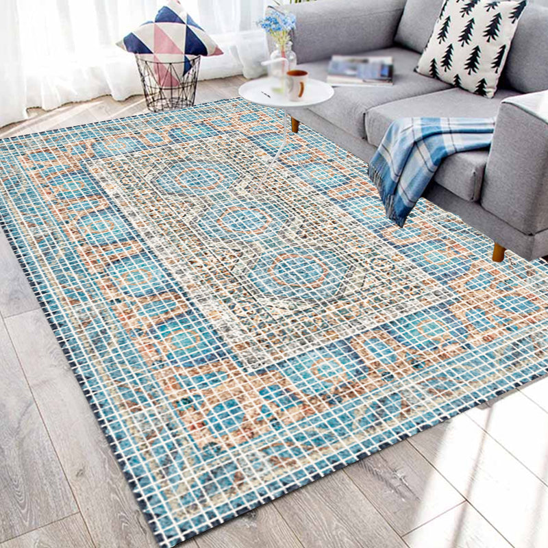 Sikunuo | Bohemian striped patterned rug with flowers Multicolored Polyester rug Machine washable non-slip back rug for living room