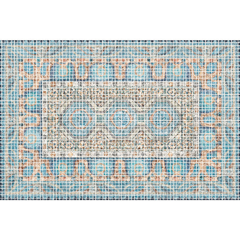 Sikunuo | Bohemian striped patterned rug with flowers Multicolored Polyester rug Machine washable non-slip back rug for living room
