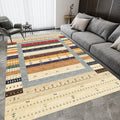 Sikunuo | Bohemian striped patterned rug with flowers Multicolored Polyester rug Machine washable non-slip back rug for living room