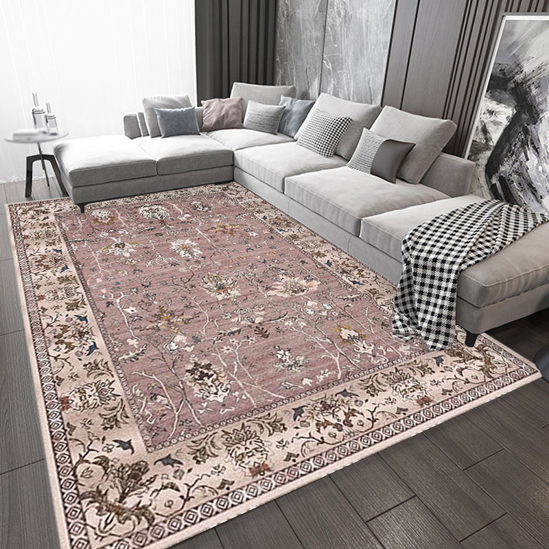 Sikunuo | Bohemian striped patterned rug with flowers Multicolored Polyester rug Machine washable non-slip back rug for living room