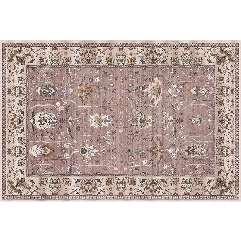 Sikunuo | Bohemian striped patterned rug with flowers Multicolored Polyester rug Machine washable non-slip back rug for living room