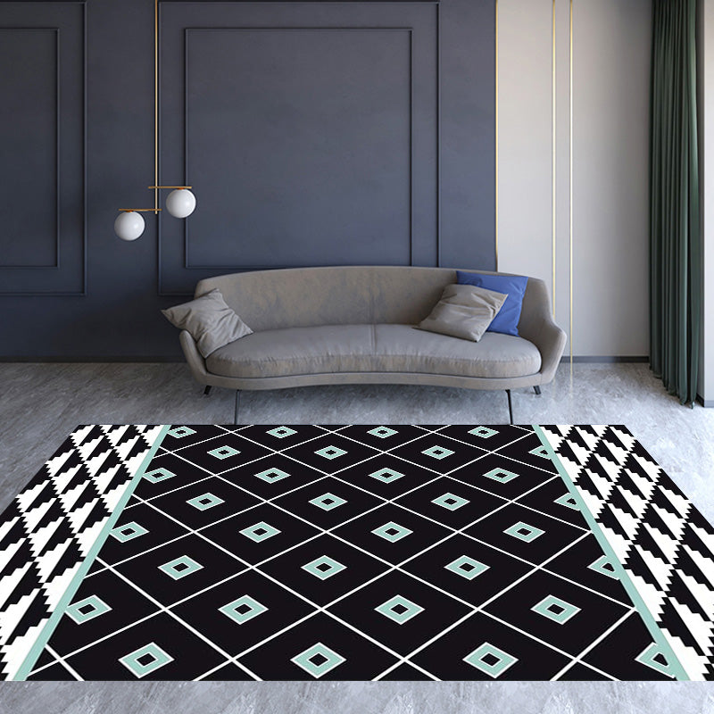Sikunuo | Southwest Tribal Geometric Pattern Rug Multicolor Polyester Rug Washable Pet-Friendly Non-Slip Rug for Living Room