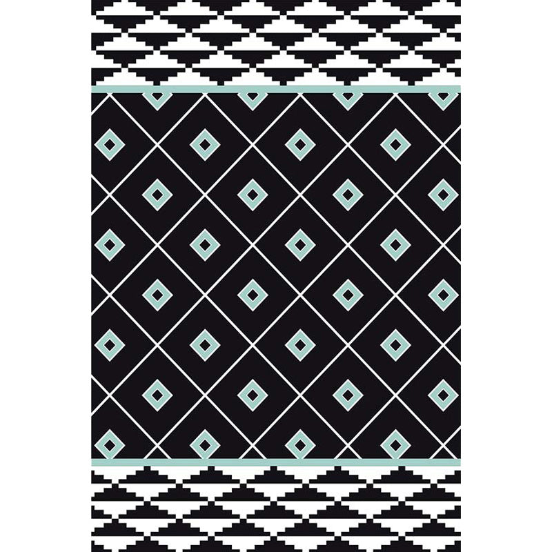 Sikunuo | Southwest Tribal Geometric Pattern Rug Multicolor Polyester Rug Washable Pet-Friendly Non-Slip Rug for Living Room