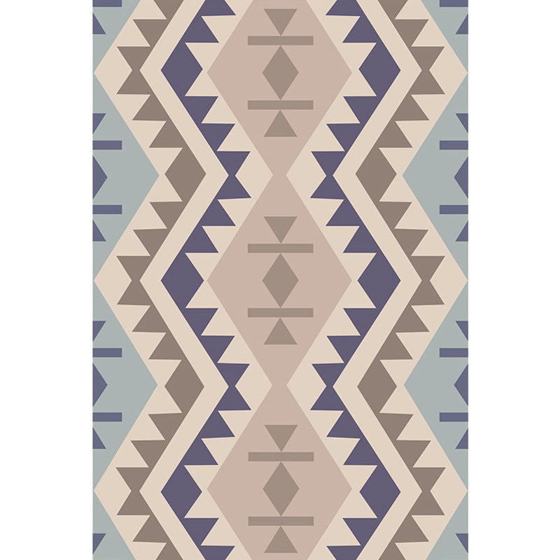 Sikunuo | Southwest Tribal Geometric Pattern Rug Multicolor Polyester Rug Washable Pet-Friendly Non-Slip Rug for Living Room