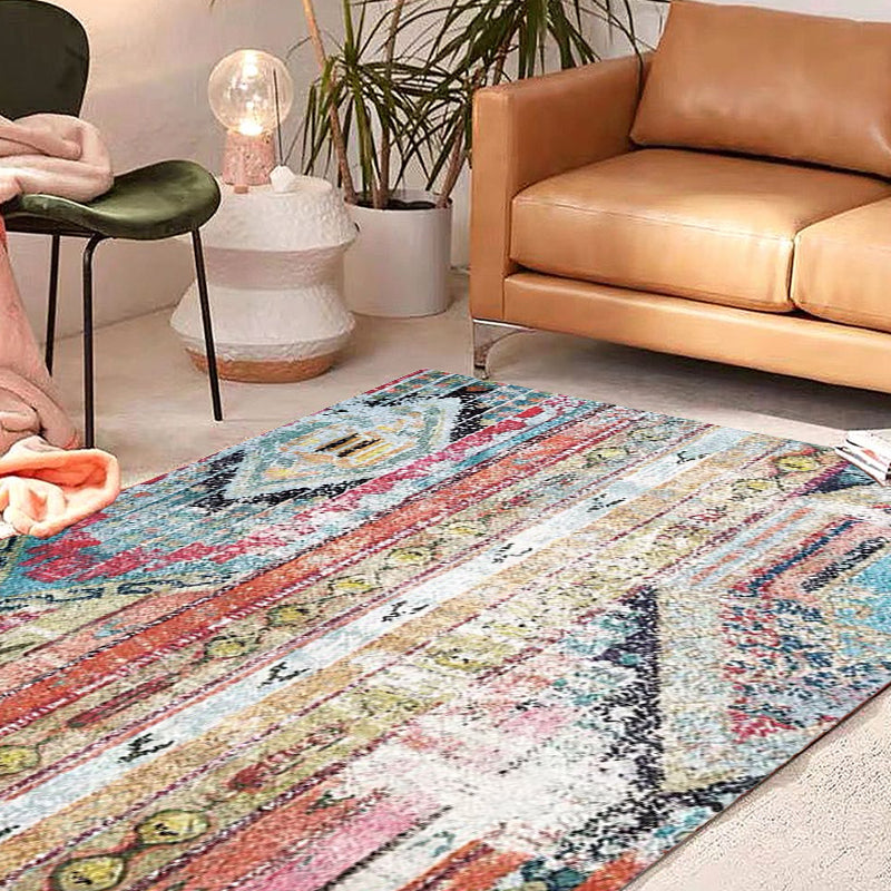 Sikunuo | Bohemian Tribal Pattern Rug More Colors Polyester Rug Machine Washable Non-Slip Back Rug for Living Room