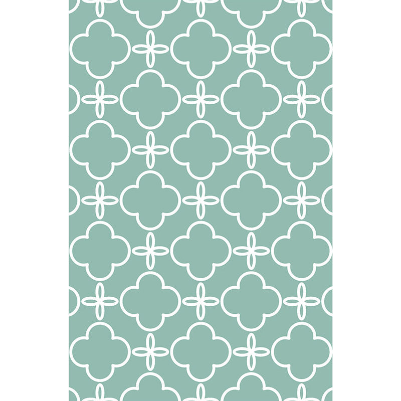 Sikunuo | Retro-geometric floral pattern rug blue and green southwest rug polyester pet-friendly non-slip back washable area rug for living room