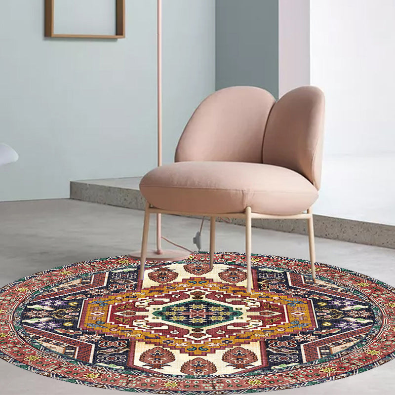Sikunuo | Unique Tribal Diamond Pattern Rug Multicolored Moroccan Rug Polyester Pet-Friendly Non-Slip Back Washing Machine Safe Rug for the Living Room