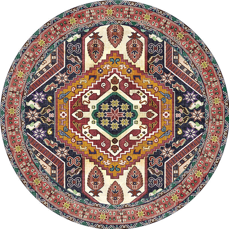 Sikunuo | Unique Tribal Diamond Pattern Rug Multicolored Moroccan Rug Polyester Pet-Friendly Non-Slip Back Washing Machine Safe Rug for the Living Room