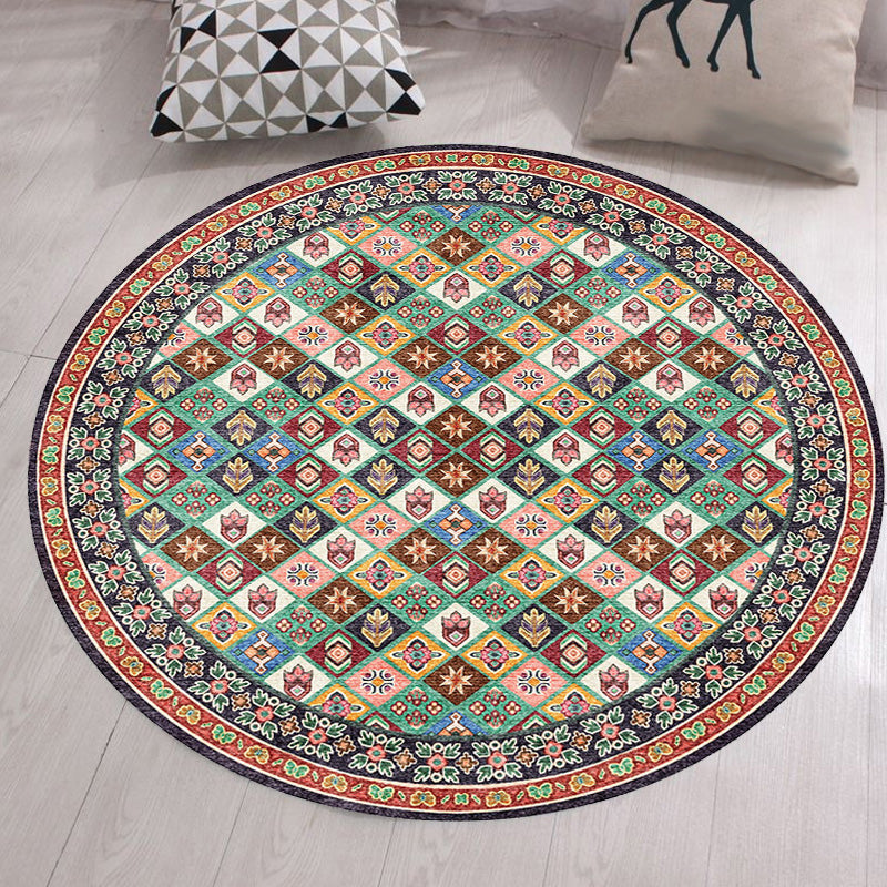 Sikunuo | Unique Tribal Diamond Pattern Rug Multicolored Moroccan Rug Polyester Pet-Friendly Non-Slip Back Washing Machine Safe Rug for the Living Room