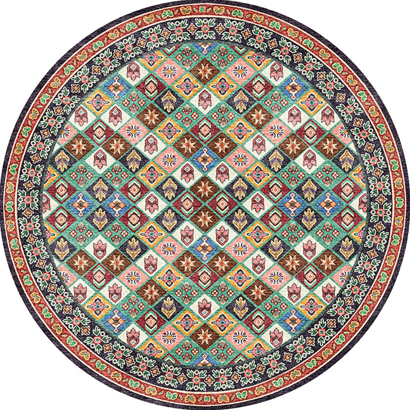 Sikunuo | Unique Tribal Diamond Pattern Rug Multicolored Moroccan Rug Polyester Pet-Friendly Non-Slip Back Washing Machine Safe Rug for the Living Room