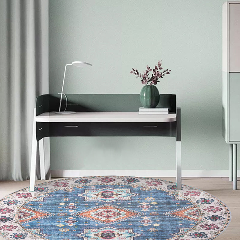 Sikunuo | Unique Tribal Diamond Pattern Rug Multicolored Moroccan Rug Polyester Pet-Friendly Non-Slip Back Washing Machine Safe Rug for the Living Room