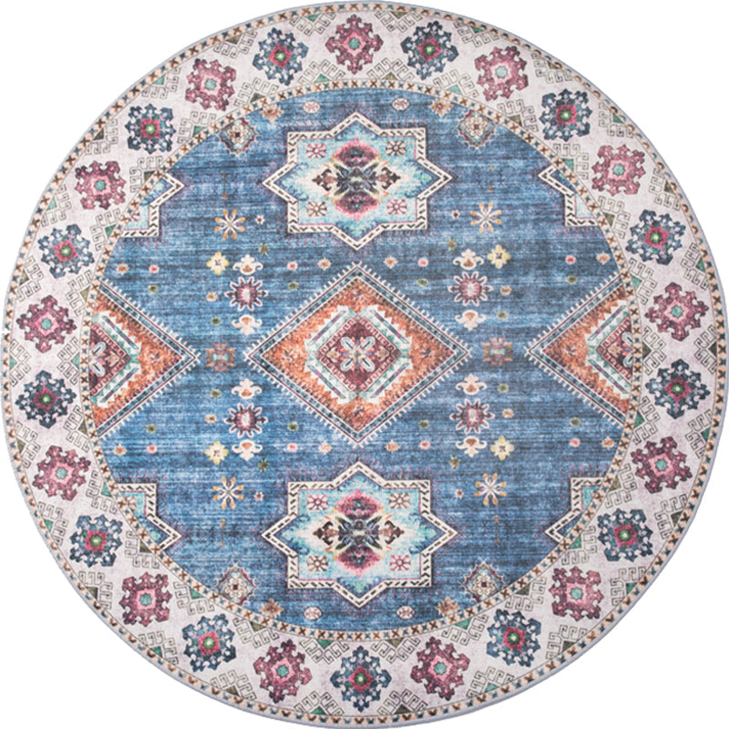 Sikunuo | Unique Tribal Diamond Pattern Rug Multicolored Moroccan Rug Polyester Pet-Friendly Non-Slip Back Washing Machine Safe Rug for the Living Room