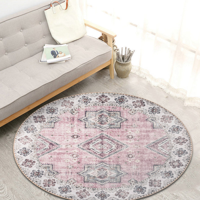 Sikunuo | Unique Tribal Diamond Pattern Rug Multicolored Moroccan Rug Polyester Pet-Friendly Non-Slip Back Washing Machine Safe Rug for the Living Room