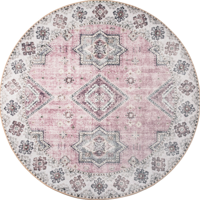 Sikunuo | Unique Tribal Diamond Pattern Rug Multicolored Moroccan Rug Polyester Pet-Friendly Non-Slip Back Washing Machine Safe Rug for the Living Room
