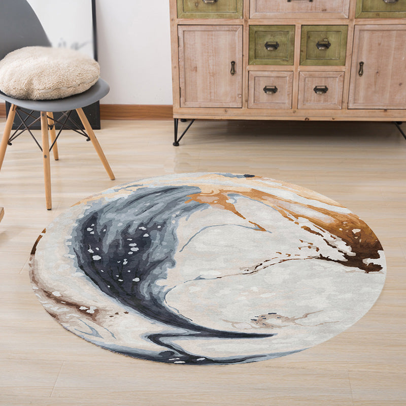 Sikunuo | Contemporary watercolour patterned rug with twist stripes Multi-colour polyester rug Non-slip backing Washable Pet-friendly rug for bedroom