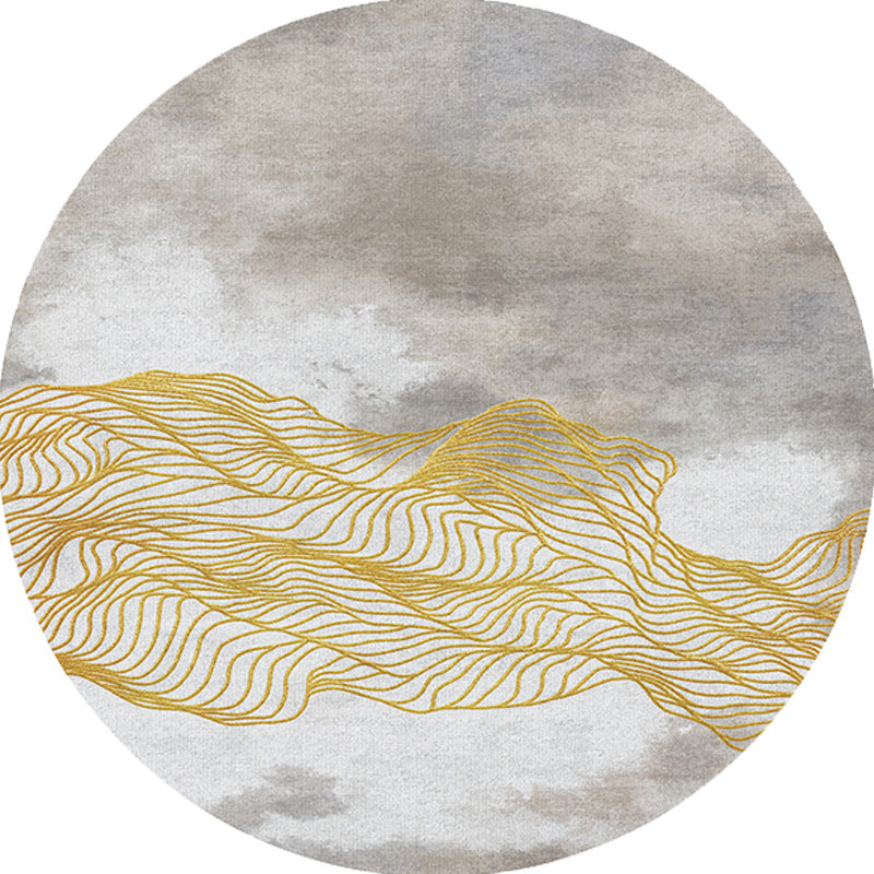 Sikunuo | Contemporary watercolour patterned rug with twist stripes Multi-colour polyester rug Non-slip backing Washable Pet-friendly rug for bedroom
