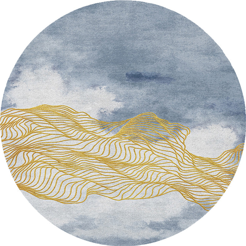 Sikunuo | Contemporary watercolour patterned rug with twist stripes Multi-colour polyester rug Non-slip backing Washable Pet-friendly rug for bedroom