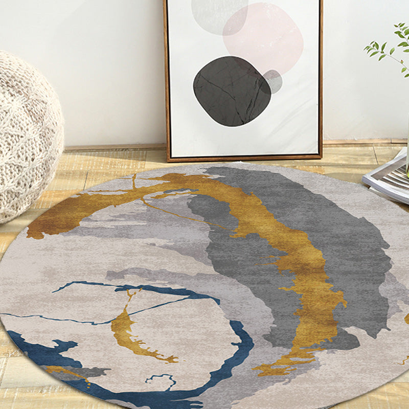 Sikunuo | Contemporary watercolour patterned rug with twist stripes Multi-colour polyester rug Non-slip backing Washable Pet-friendly rug for bedroom