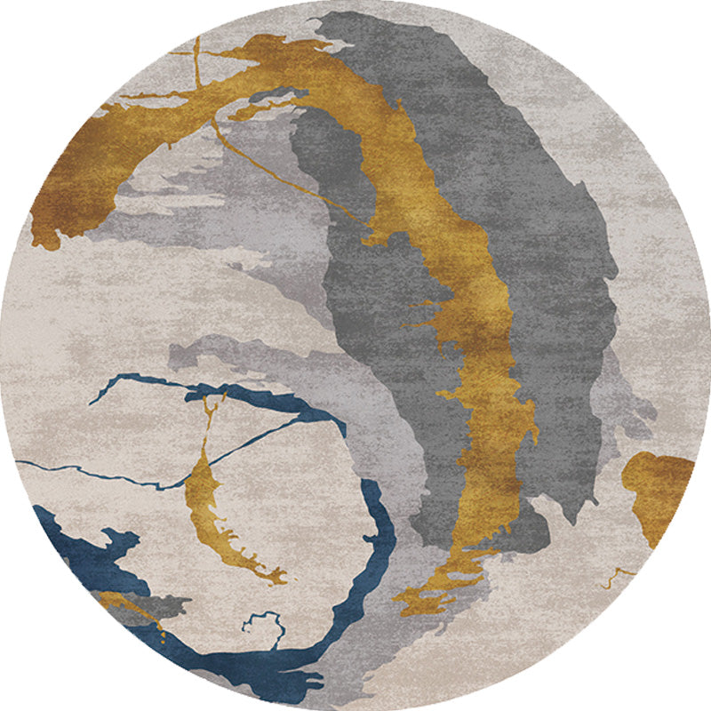 Sikunuo | Contemporary watercolour patterned rug with twist stripes Multi-colour polyester rug Non-slip backing Washable Pet-friendly rug for bedroom