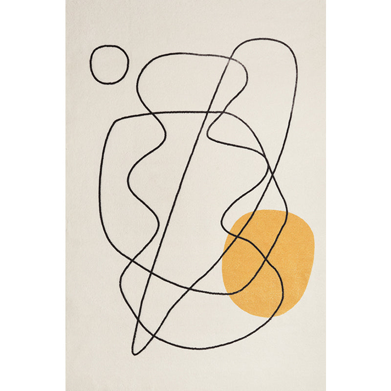 Sikunuo | Beige Abstract Rug Polyester Modern Rug Washable Non-Slip Pet-Friendly Area Rug for the Living Room