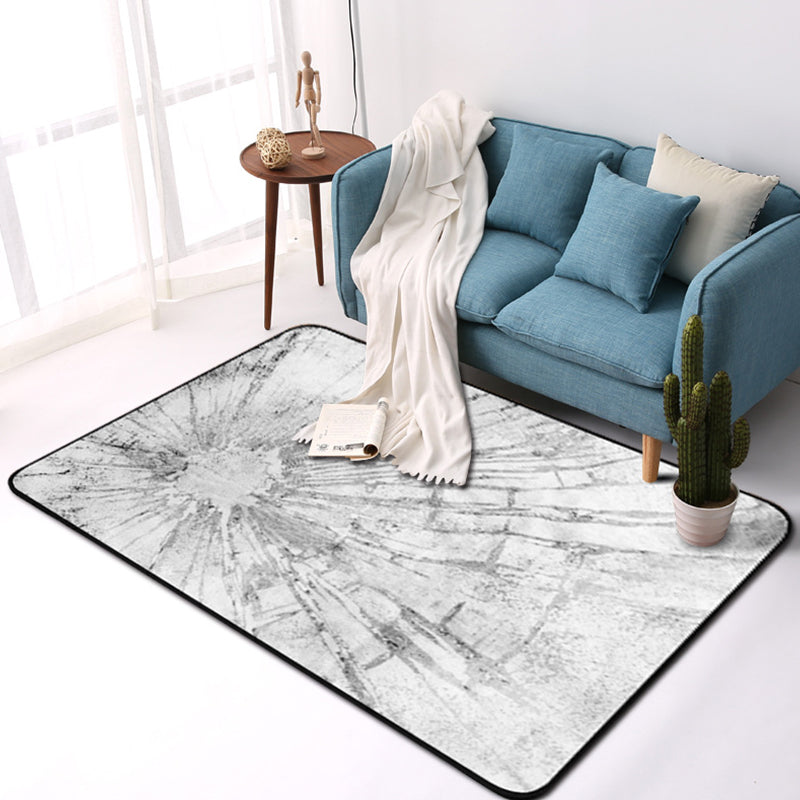 Sikunuo | Stylish Abstract Rug Gray Shabby Chic Rug Polyester Pet Friendly Non-Slip Back Washable Rug for the Living Room