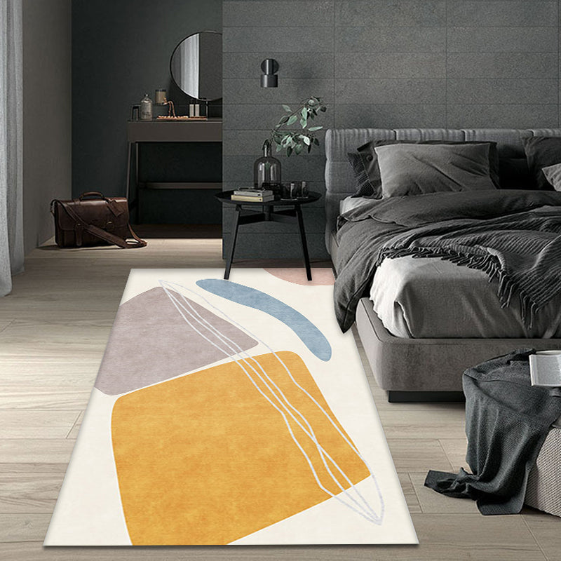Sikunuo | Unique yellow modernist rug Polyester abstract rug washable pet-friendly non-slip rug for the living room