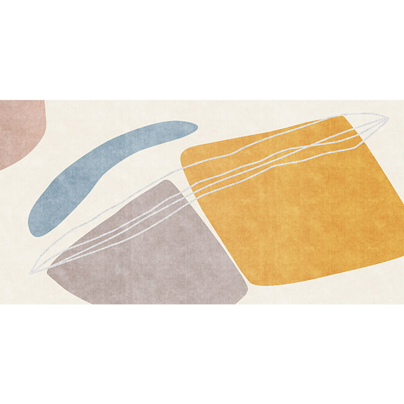 Sikunuo | Unique yellow modernist rug Polyester abstract rug washable pet-friendly non-slip rug for the living room