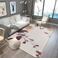 Sikunuo | Stylish Leaf Pattern Carpet Blue and Gray Oriental Carpet Polyester Machine Washable Non-Slip Carpet for Living Room