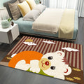 Sikunuo | Stylish Multicolor Children's Mat Polyester Animal and Stripe Pattern Mat Washable Pet Friendly Nonslip Carpet for Children's Room