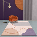 Sikunuo | Modernist Color Block Carpet Pink Polyester Carpet Non-Slip Back Washable Pet Friendly Area Rug for Home