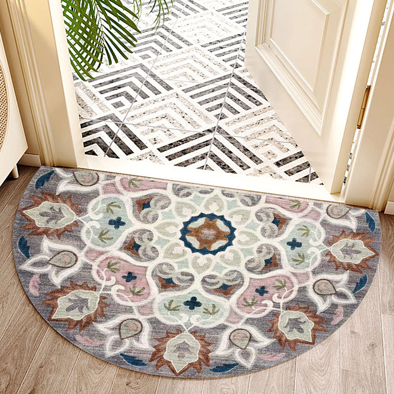 Sikunuo | Bohemian Floral Pattern Rug Multicolor Polyester Rug Machine Washable Non-Slip Back Rug for Living Room