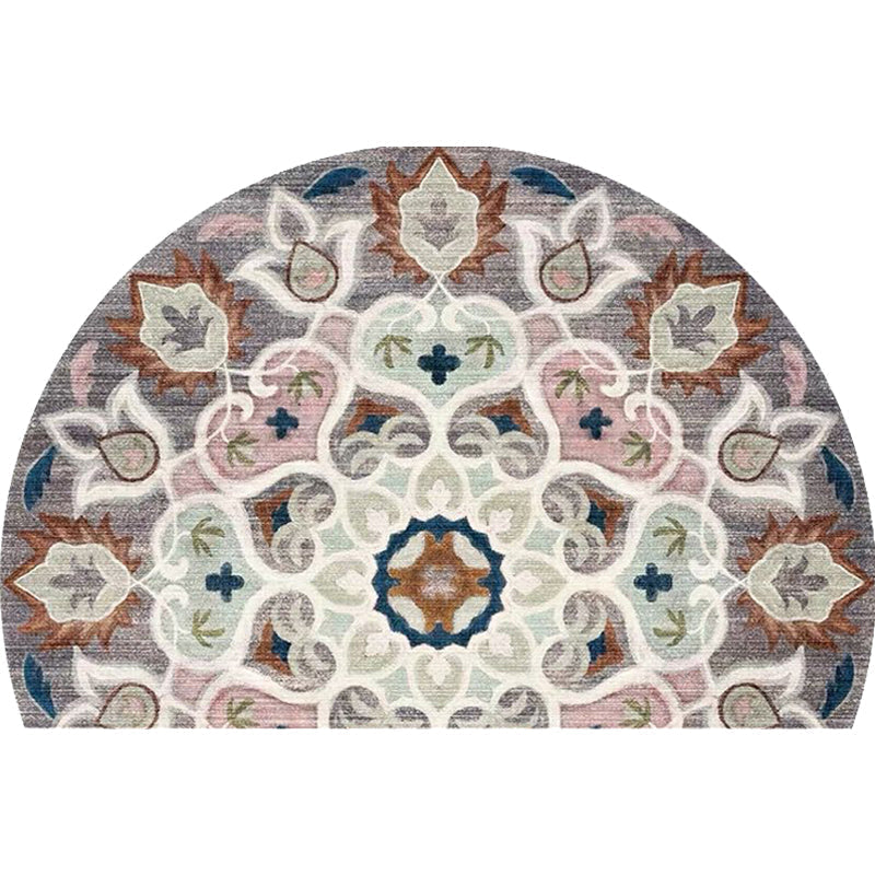 Sikunuo | Bohemian Floral Pattern Rug Multicolor Polyester Rug Machine Washable Non-Slip Back Rug for Living Room