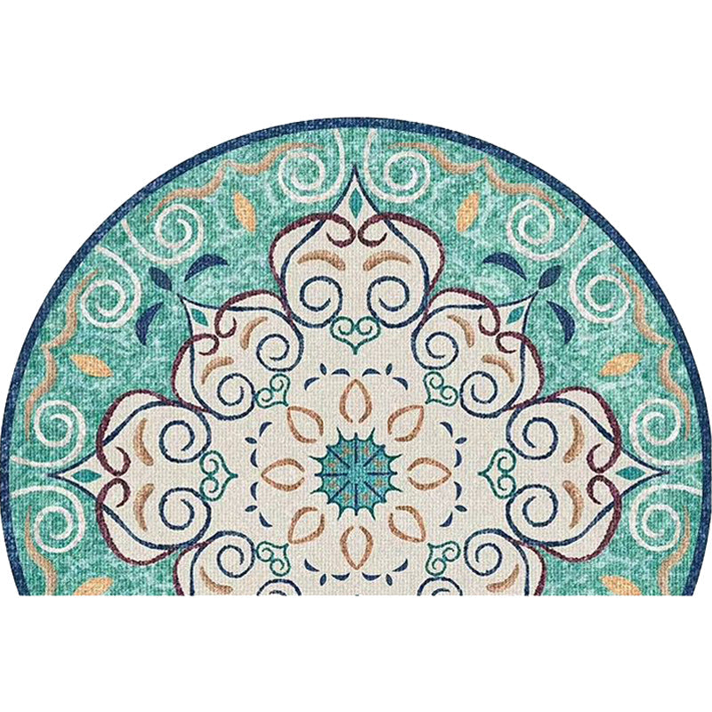 Sikunuo | Bohemian Floral Pattern Rug Multicolor Polyester Rug Machine Washable Non-Slip Back Rug for Living Room