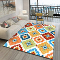 Sikunuo | Retro Azulejo Pattern Rug Multicolor Polyester Rug Washable Pet Friendly Non-Slip Rug for the Living Room