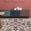 Sikunuo | Stylish Tribal Flower Pattern Rug Multicolored Moroccan Rug Polyester Pet Friendly Non-Slip Back Washable Rug for the Living Room