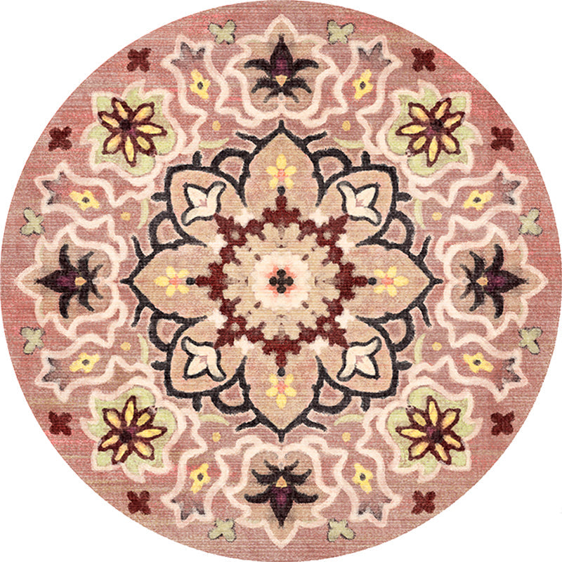 Sikunuo | Stylish Tribal Flower Pattern Rug Multicolored Moroccan Rug Polyester Pet Friendly Non-Slip Back Washable Rug for the Living Room