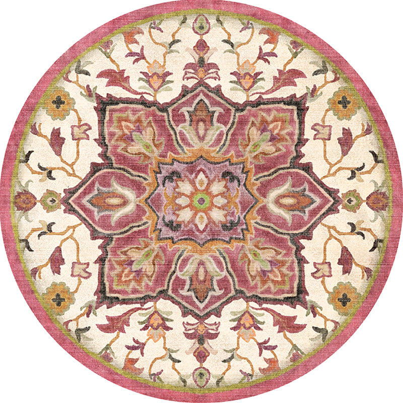 Sikunuo | Stylish Tribal Flower Pattern Rug Multicolored Moroccan Rug Polyester Pet Friendly Non-Slip Back Washable Rug for the Living Room